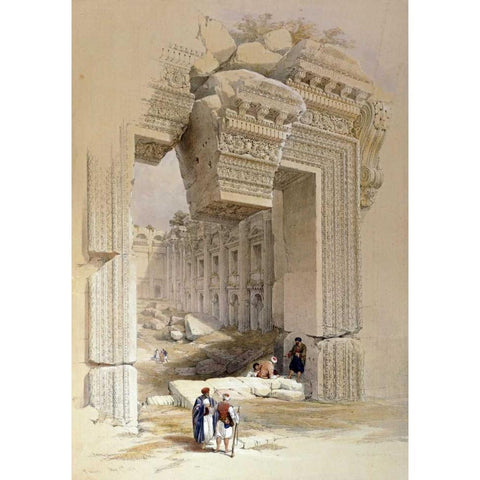 The Doorway of The Temple of Bacchus Black Modern Wood Framed Art Print with Double Matting by Hague, Louis