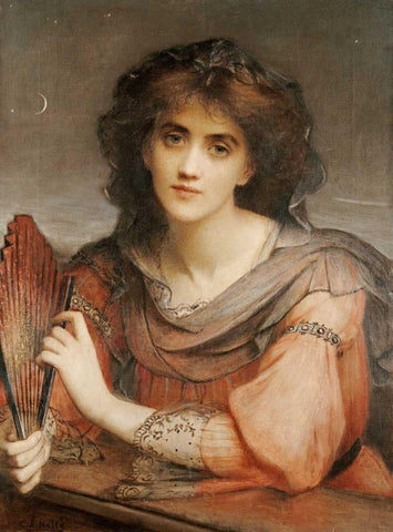 Luna Black Ornate Wood Framed Art Print with Double Matting by Halle, Charles Edward