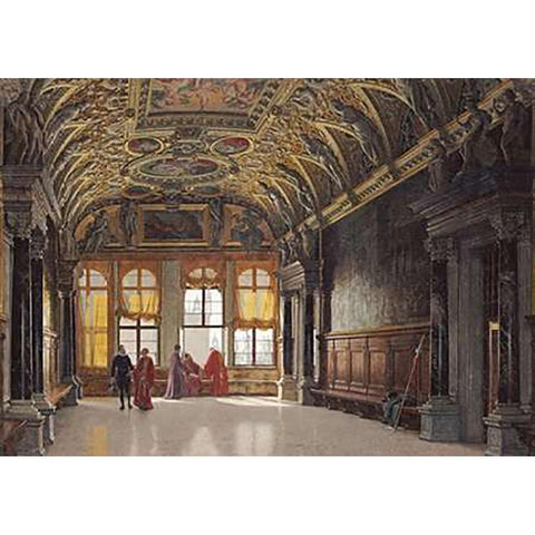 Palazzo Ducale, Venice Black Modern Wood Framed Art Print with Double Matting by Hansen, Heinrich