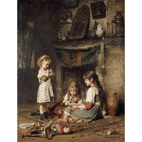 Blowing Bubbles Black Modern Wood Framed Art Print by Harlamoff, Alexei Alexeiewitsch