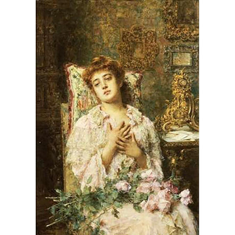 Love Offerings Gold Ornate Wood Framed Art Print with Double Matting by Harlamoff, Alexei Alexeiewitsch