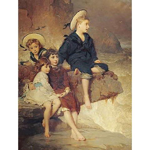 The Children of Sir H. Hussey Vivian Black Modern Wood Framed Art Print with Double Matting by Hicks, George Elgar