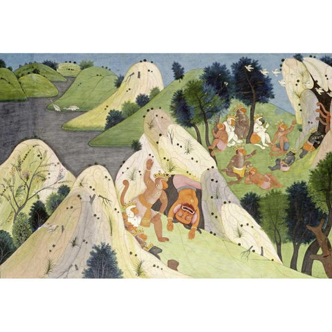 Hindur and Some Monkey Princes Black Modern Wood Framed Art Print by Hindur