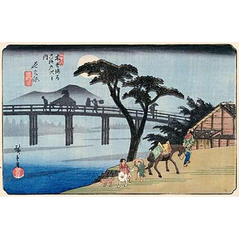 Nagakubo Black Modern Wood Framed Art Print with Double Matting by Hiroshige