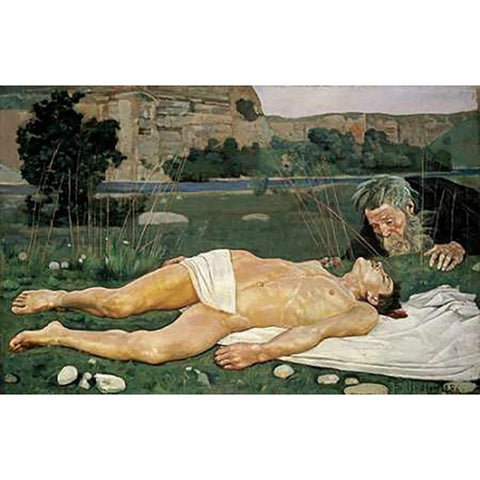 The Good Samaritan White Modern Wood Framed Art Print by Hodler, Ferdinand