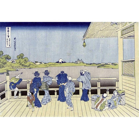 Sazai Hall of Five-Hundred-Rakan Temple White Modern Wood Framed Art Print by Hokusai