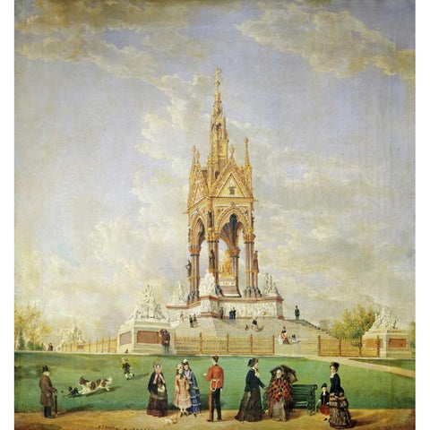 The Albert Memorial, London Black Modern Wood Framed Art Print by Holt, Edwin Frederick
