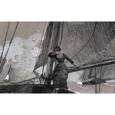 Yachting Girl Black Modern Wood Framed Art Print with Double Matting by Homer, Winslow