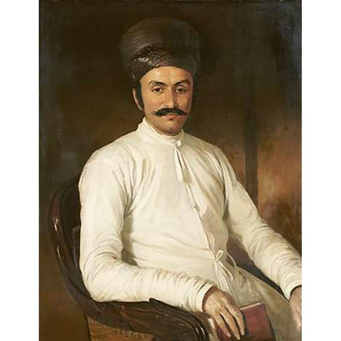 Portrait of Framji Nasserwanji Patel White Modern Wood Framed Art Print by Hudson, Benjamin