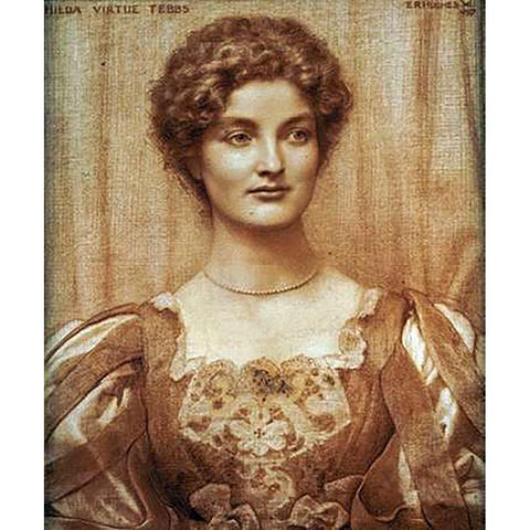 Portrait of Hilda Virtue Tebbs Black Modern Wood Framed Art Print with Double Matting by Hughes, Edward Robert