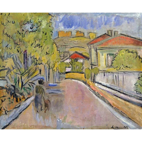 Alpes Maratimes Black Modern Wood Framed Art Print by Hunter, George Leslie