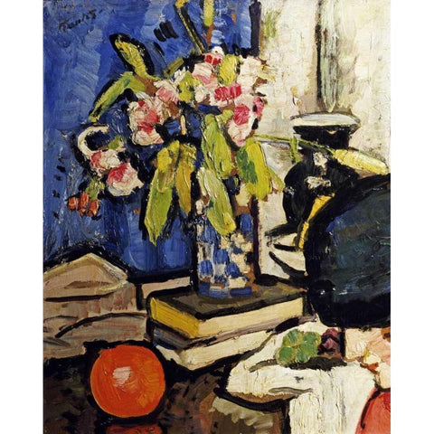 The Black Hat Black Modern Wood Framed Art Print with Double Matting by Hunter, George Leslie