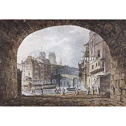 From Under The Arch of St. Michels Bridge, Paris White Modern Wood Framed Art Print by Hill, I.