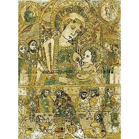 The Madonna and Child Enthroned White Modern Wood Framed Art Print by Italian School