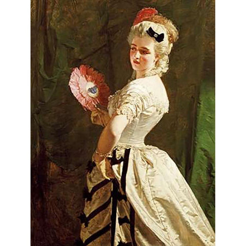 The Flirt White Modern Wood Framed Art Print by Johnston, Alexander