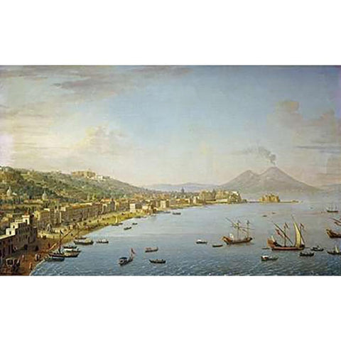 View of Naples From Vintageillipo Gold Ornate Wood Framed Art Print with Double Matting by Joli, Antonio