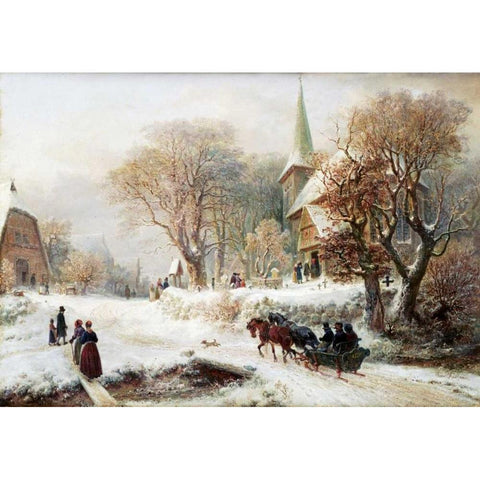Going To Church Black Modern Wood Framed Art Print with Double Matting by Kauffmann, Hermann