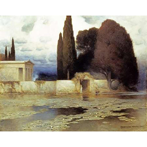 A Classical Landscape Black Modern Wood Framed Art Print with Double Matting by Keller, Ferdinand