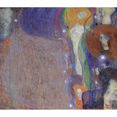 Irrlichter - Will-O-The Wisps White Modern Wood Framed Art Print by Klimt, Gustav