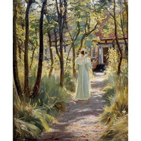 Marie In The Garden Black Modern Wood Framed Art Print with Double Matting by Kroyer, Peter Severin