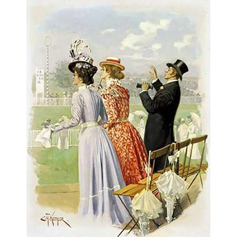 At The Races Black Modern Wood Framed Art Print with Double Matting by Kuechler, Carl Hermann