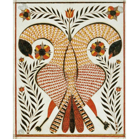 Intertwined Parrots Black Modern Wood Framed Art Print by Landes, Rudolph