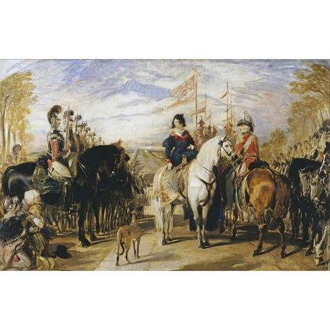 Queen Victoria and The Duke of Wellington Gold Ornate Wood Framed Art Print with Double Matting by Landseer, Sir Edwin