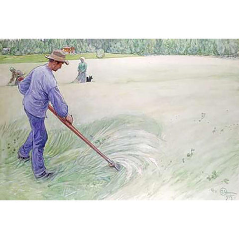 Harvesters Gold Ornate Wood Framed Art Print with Double Matting by Larsson, Carl