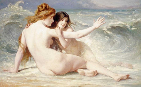 Sea Nymphs Black Ornate Wood Framed Art Print with Double Matting by Laurens, Albert