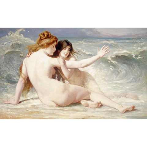 Sea Nymphs Black Modern Wood Framed Art Print by Laurens, Albert