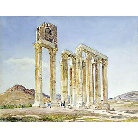 The Temple of Olympian Zeus, Athens Gold Ornate Wood Framed Art Print with Double Matting by Lavezzari, A.