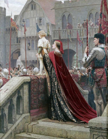 A Little Prince Likely In Time To Bless a Royal Throne White Modern Wood Framed Art Print with Double Matting by Leighton, Edmund Blair