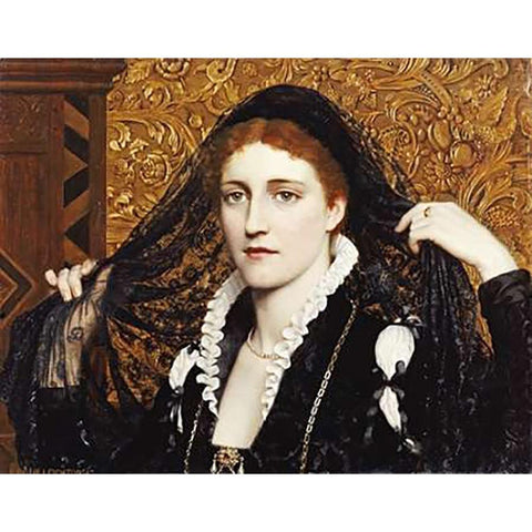 Olivia Black Modern Wood Framed Art Print with Double Matting by Leighton, Edmund Blair