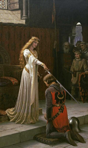 The Accolade White Modern Wood Framed Art Print with Double Matting by Leighton, Edmund Blair