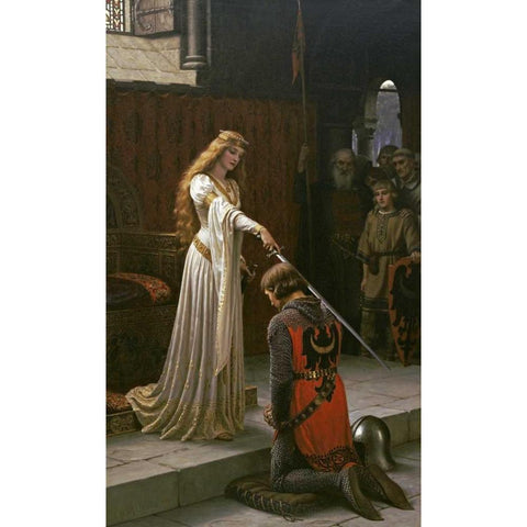 The Accolade Gold Ornate Wood Framed Art Print with Double Matting by Leighton, Edmund Blair