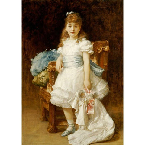 Lady Sybil Primrose White Modern Wood Framed Art Print by Leighton, Lord Frederick
