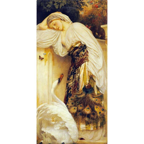 Odalisque Black Modern Wood Framed Art Print by Leighton, Lord Frederick