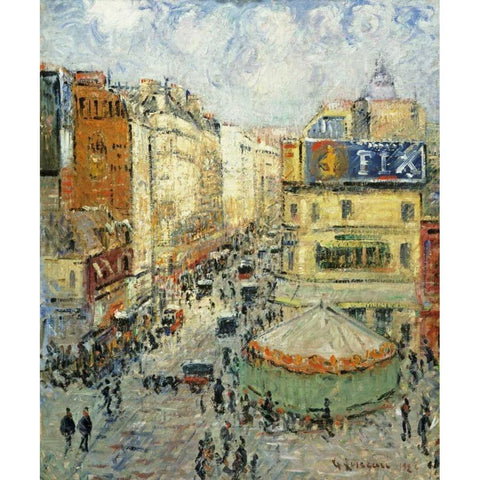 La Rue De Clignancourt Black Modern Wood Framed Art Print with Double Matting by Loiseau, Gustave