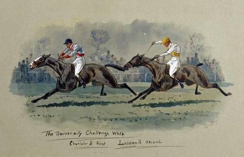 The University Challenge Whip, Feb 1909 Black Ornate Wood Framed Art Print with Double Matting by Longe, W.G.