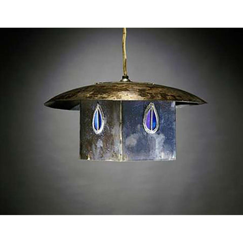 A Metal and Leaded Glass Hanging Shade Black Modern Wood Framed Art Print with Double Matting by Mackintosh, Charles Rennie