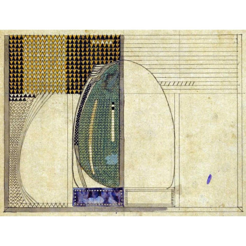 Design, 1916 For W.J Bassett-Lowke Esq Gold Ornate Wood Framed Art Print with Double Matting by Mackintosh, Charles Rennie