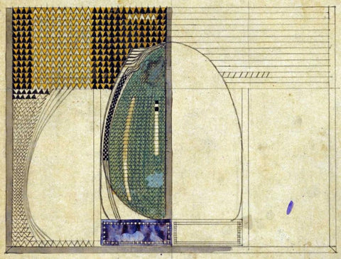 Design, 1916 For W.J Bassett-Lowke Esq Black Ornate Wood Framed Art Print with Double Matting by Mackintosh, Charles Rennie