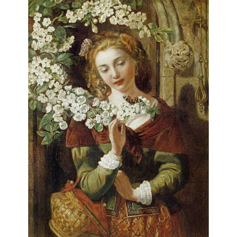 May Gold Ornate Wood Framed Art Print with Double Matting by Maclise, Daniel