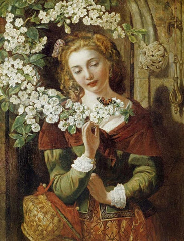 May Black Ornate Wood Framed Art Print with Double Matting by Maclise, Daniel