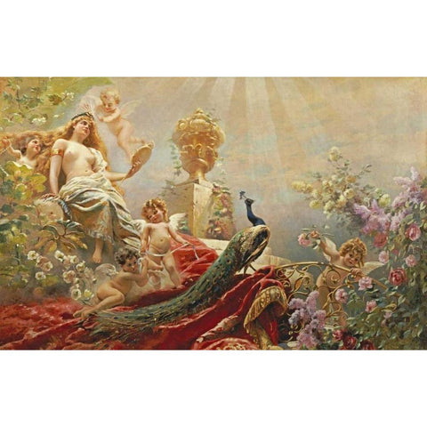 The Toilet of Venus Black Modern Wood Framed Art Print with Double Matting by Makowsky, Constantin