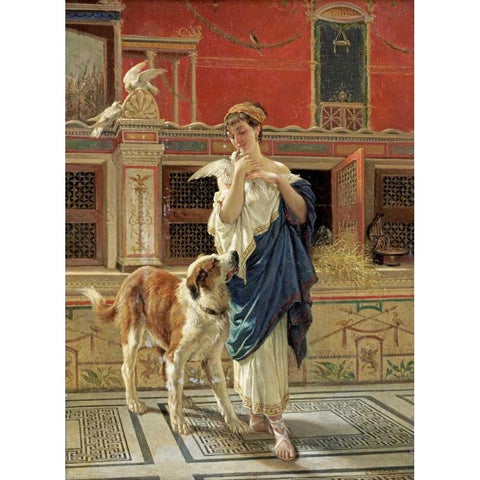 The Rivals White Modern Wood Framed Art Print by Mariani, Cesare