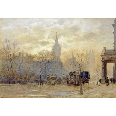 Whitehall Black Modern Wood Framed Art Print with Double Matting by Marshall, Herbert Menzies