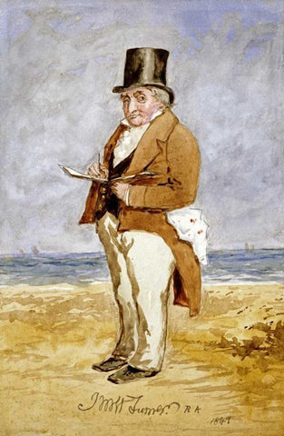 Portrait of Joseph Mallord William Turner Black Ornate Wood Framed Art Print with Double Matting by Martin, Charles