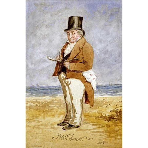 Portrait of Joseph Mallord William Turner Black Modern Wood Framed Art Print by Martin, Charles