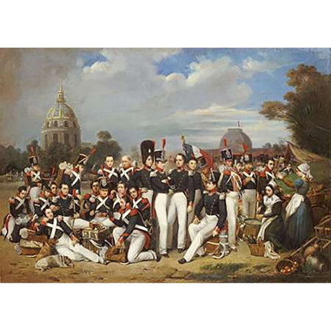 Company of the Second Legion, Paris Black Modern Wood Framed Art Print with Double Matting by Masse, Auguste Antoine